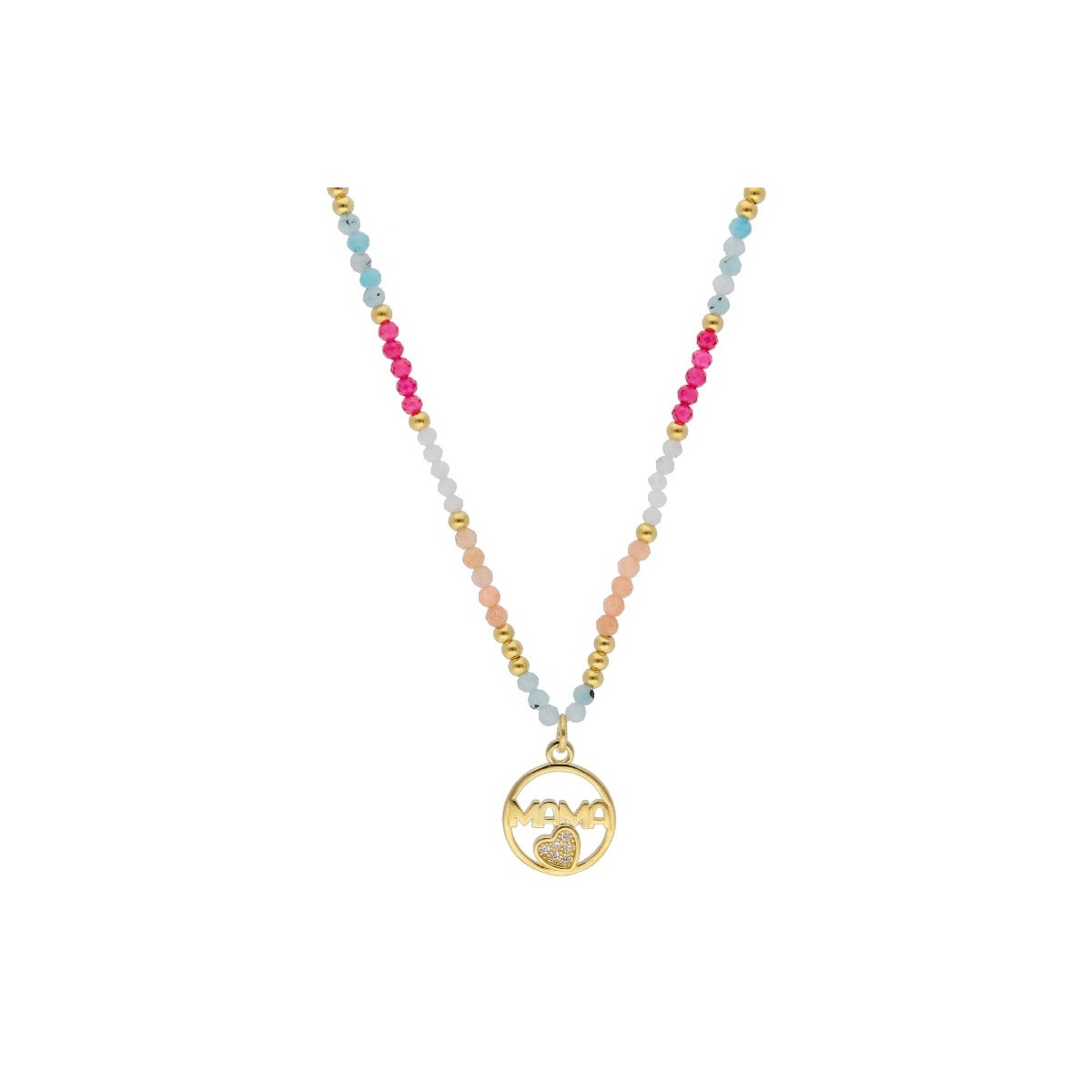 Collar mamá plata y piedras - MAMA08CL-D
