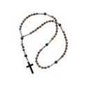 Rosario acero y ojo de tigre 60 +10cm - RB185CL-OT