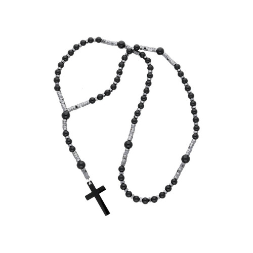 Rosario acero y piedras 60+10 cm - RB185CL