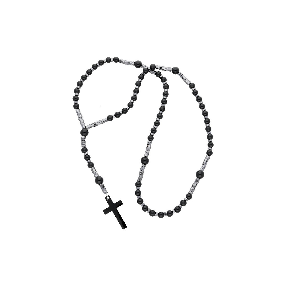 Rosario acero y piedras 60+10 cm - RB185CL
