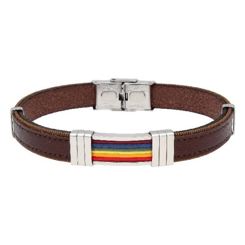 Pulsera orgullo de piel y acero - 84BA1518-M
