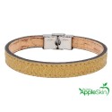 Pulsera acero y piel apple skin. La piel de estas pulseras está producida a partir de cascaras y corazones de manza - NAT097BR-C