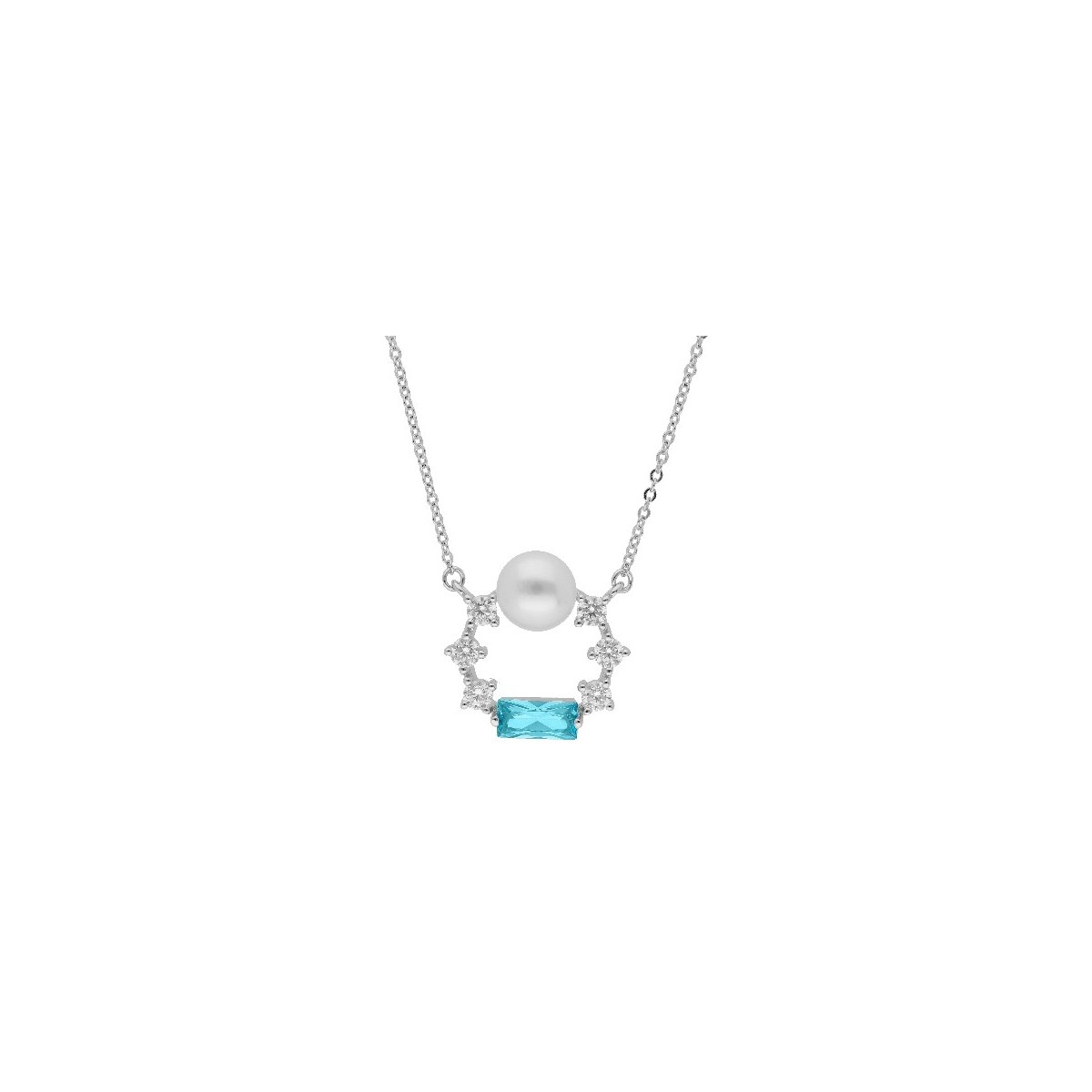 Colgante plata, perla y cirocnitas 15mm diámetro - LAD7203CL