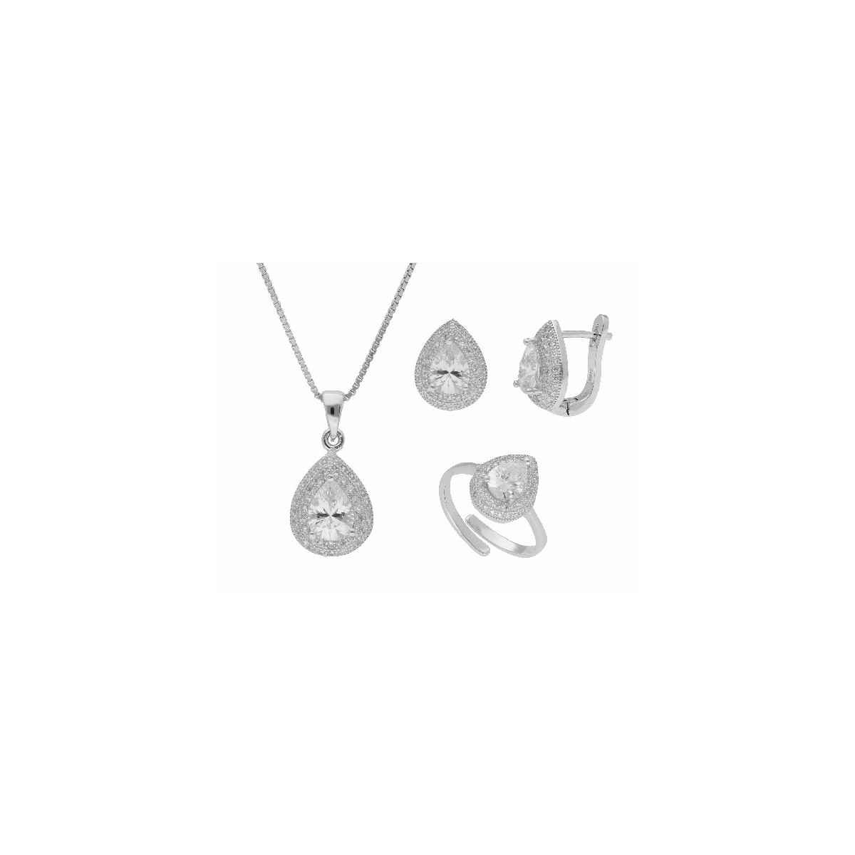 Collar+pendientes+ anillo plata y circonitas - LAD2152C