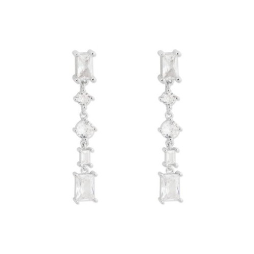 Pendientes plata y circonitas 32mm largo - MED359A