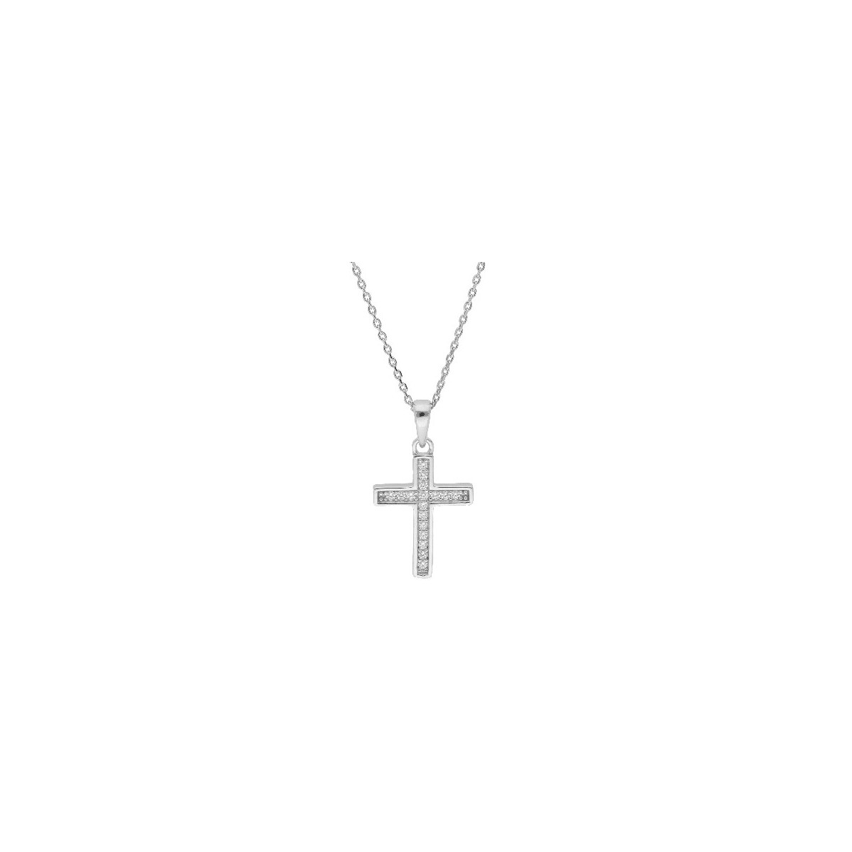 Colgante cruz plata y circonitas - LAD7236CL