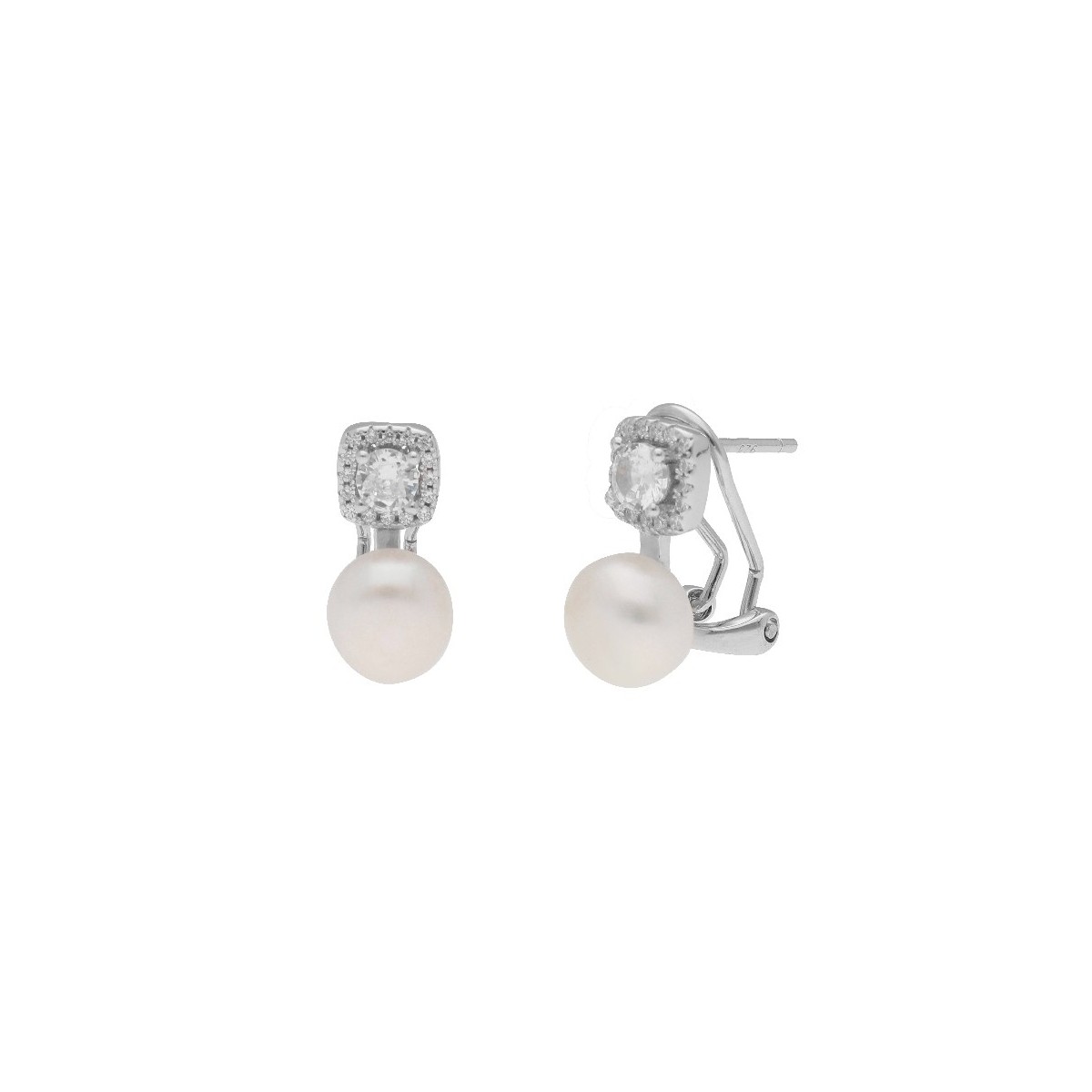 Pendientes plata, perlas y circonitas - MEP022A