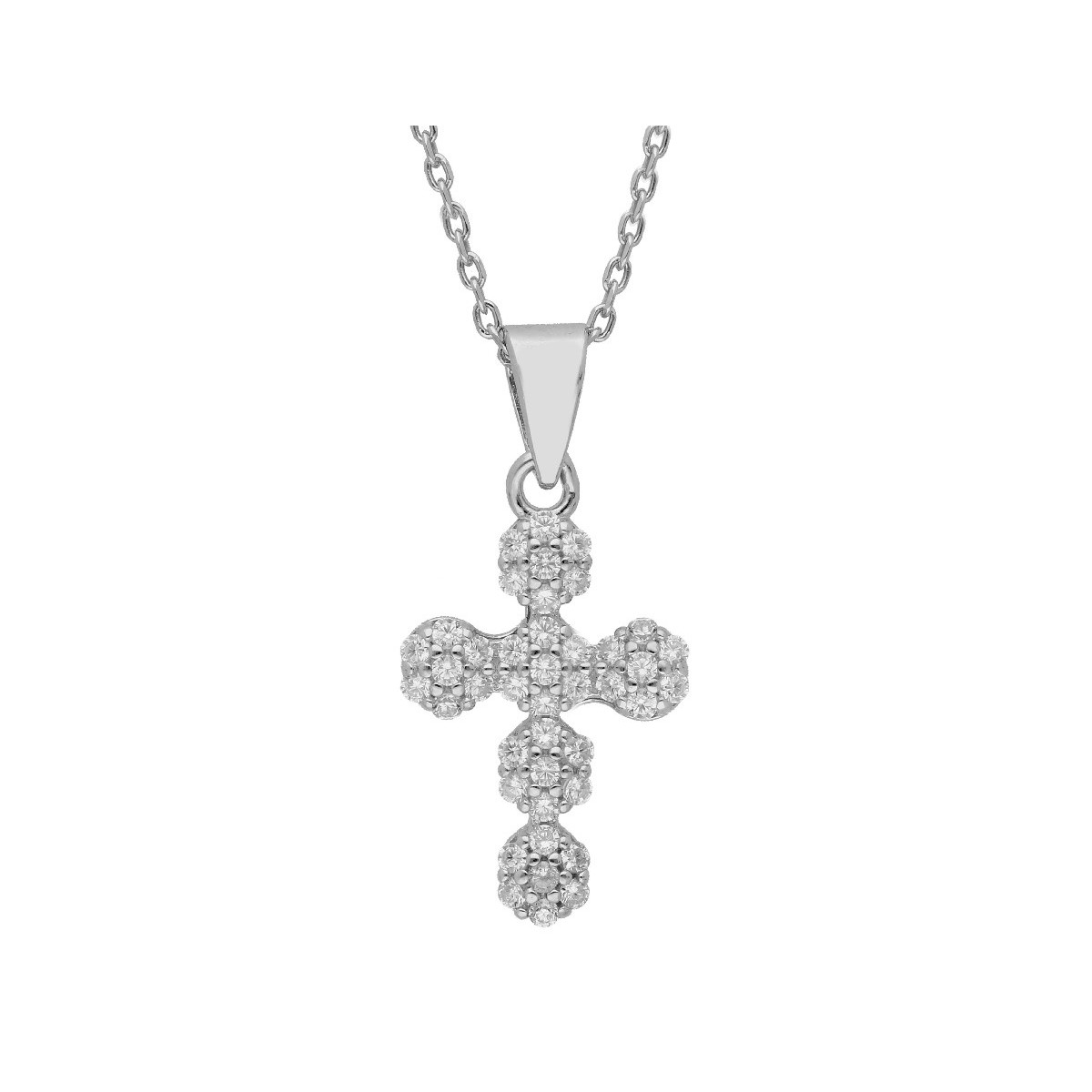 Cruz plata y circonitas - LAD4747CL