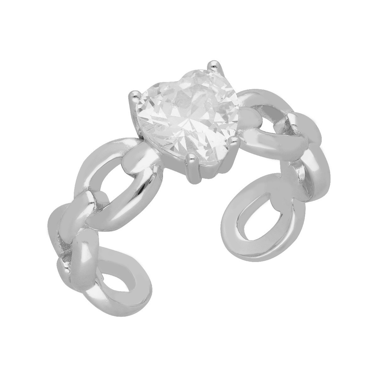 Anillo corazón plata y circonitas - LAD4738AN