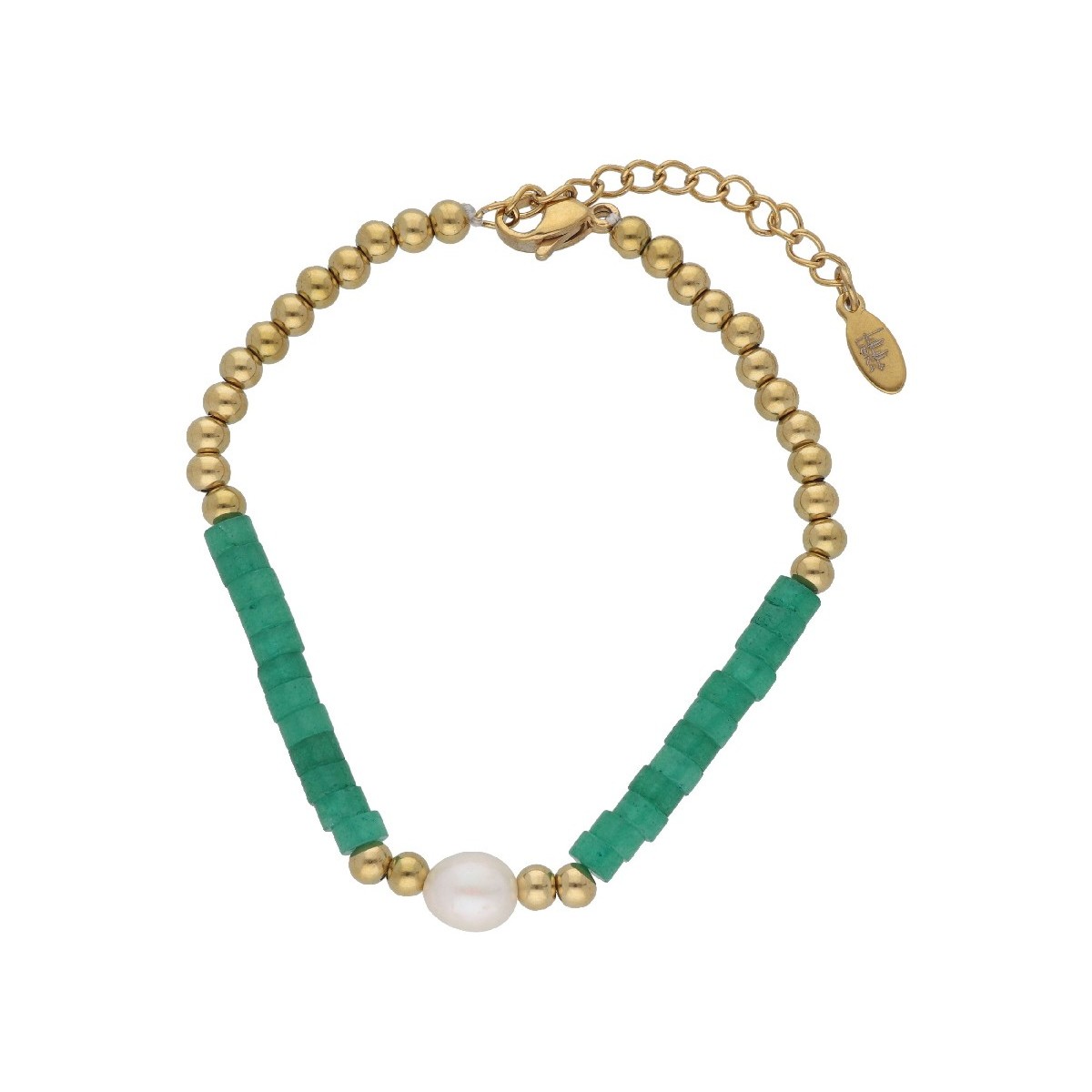 Pulsera acero y green jade - SHA155-GJ