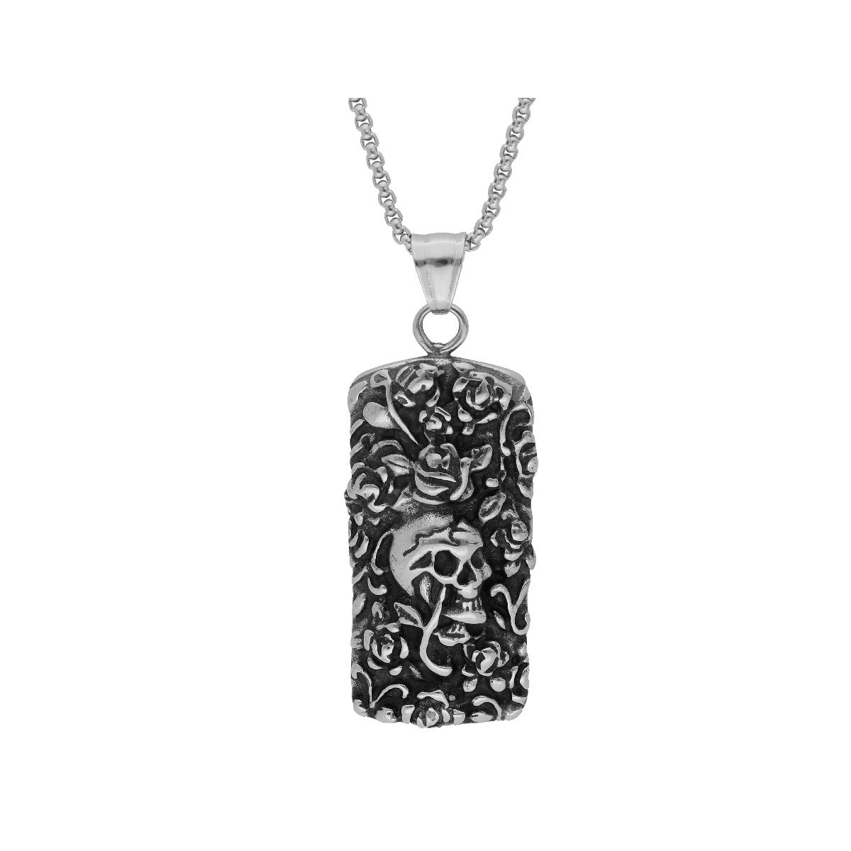 Colgante placa calavera acero - RB211CD