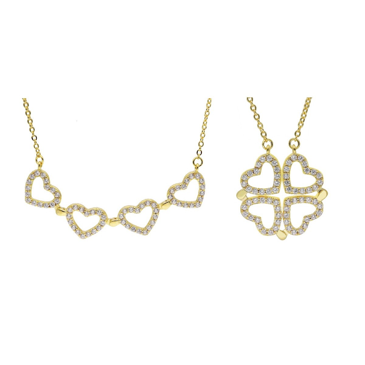 Colgante trébol corazones plata y circon - LAD7070CL-D