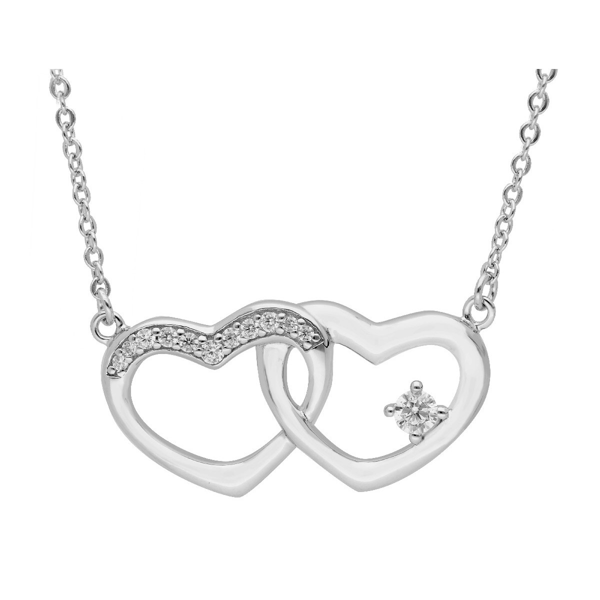 Colgante corazones plata y circonitas - LAD7261CL