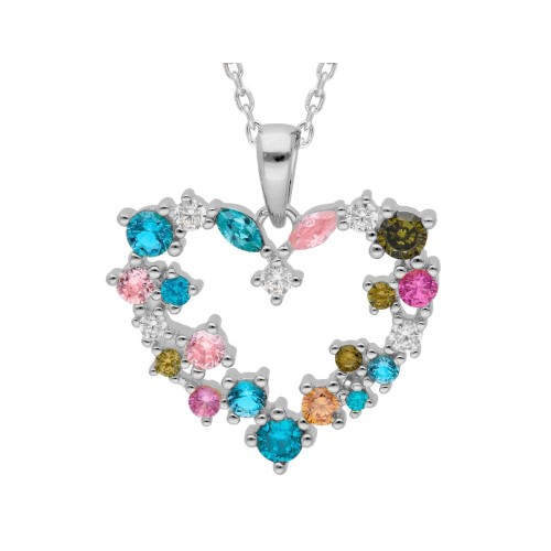 Colgante corazón plata y circonitas - LAD7263CL