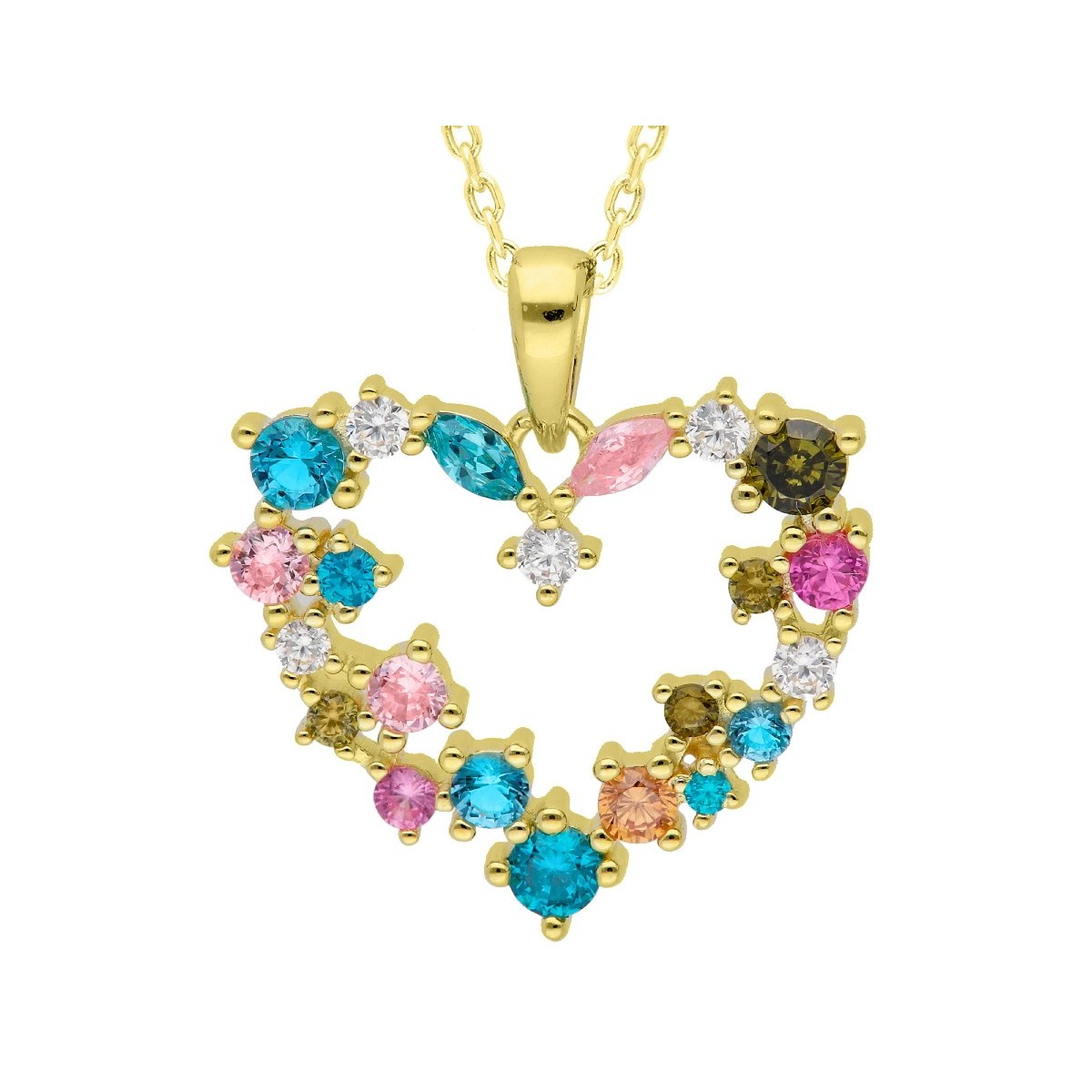 Colgante corazón plata y circonitas - LAD7263CL-D