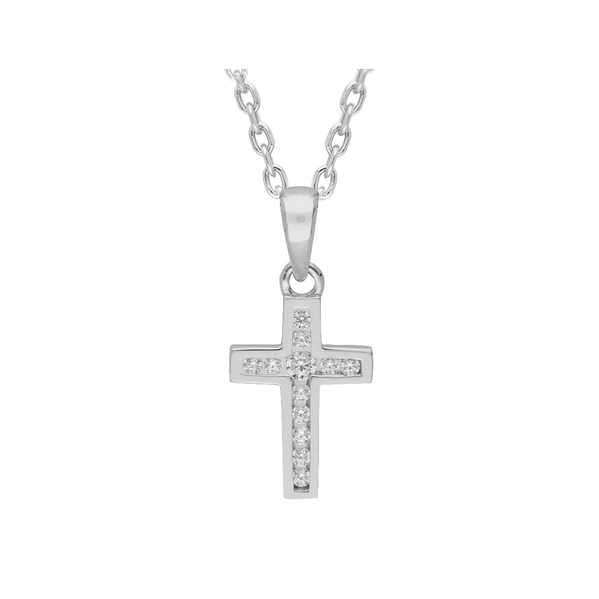 Colgante cruz plata y circonitas - LAD7266CL