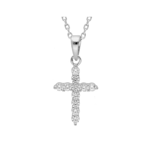 Colgante cruz plata y circonitas - LAD7267CL