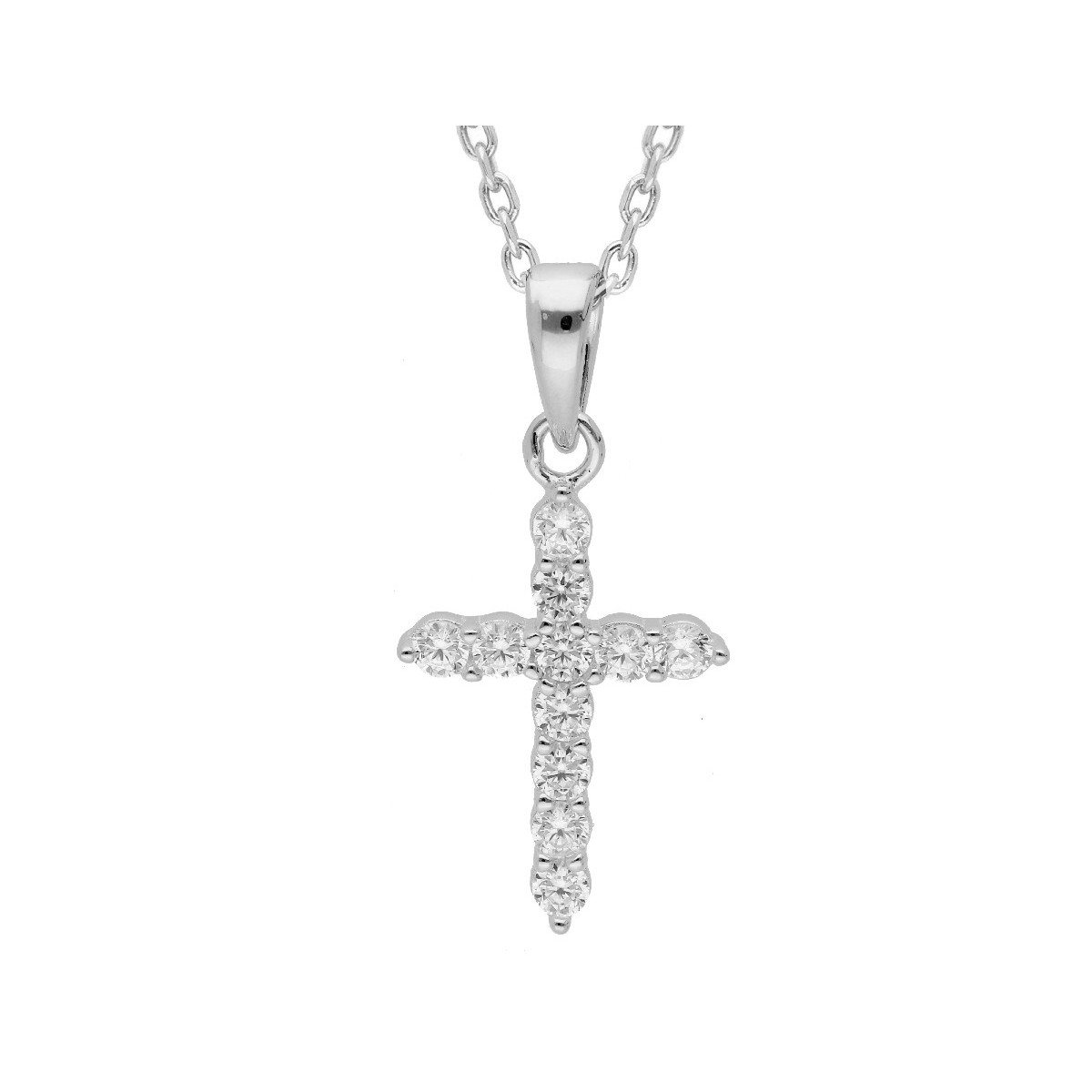 Colgante cruz plata y circonitas - LAD7267CL