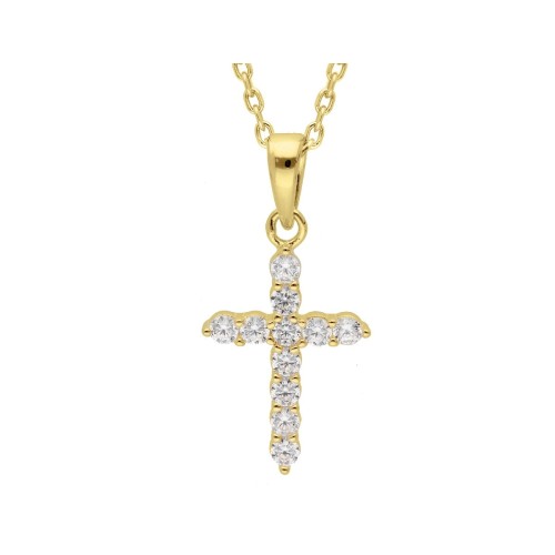 Colgante cruz plata y circonitas - LAD7267CL-D