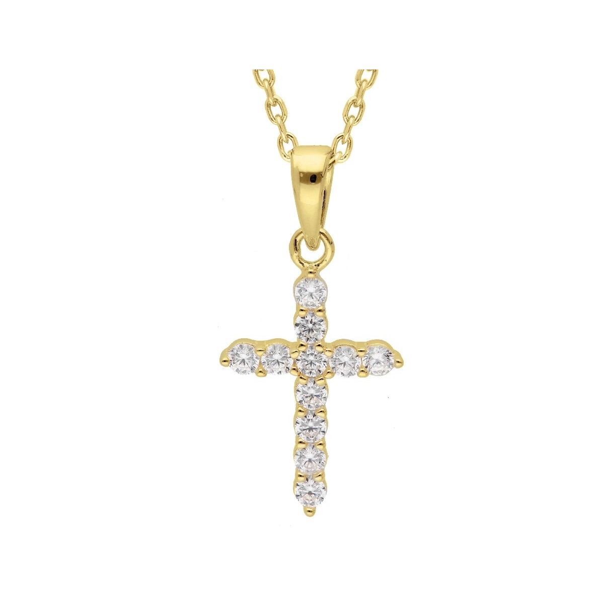 Colgante cruz plata y circonitas - LAD7267CL-D