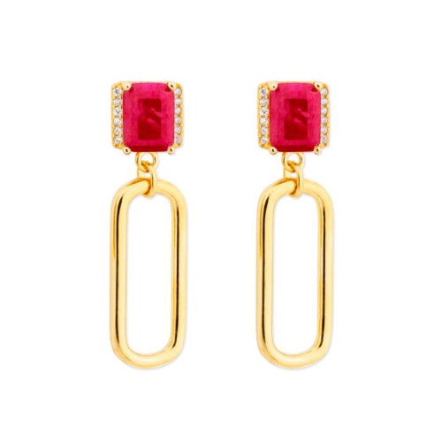 Pendientes plata y circonitas - MED389A-RD