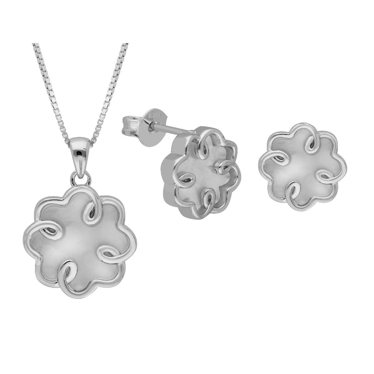 Conjunto plata y madreperla - LAD1227C