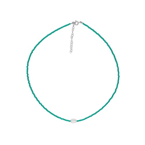 Collar plata, perla y piedras naturales - LAF6477CL