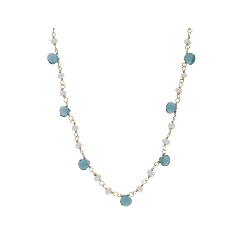 Collar plata, perlas y piedras naturales - LAF6473CL-D
