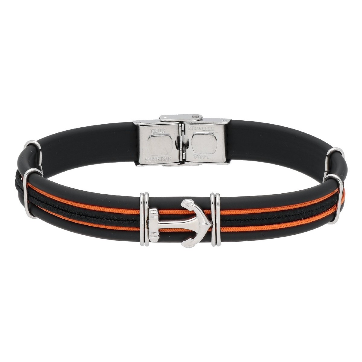Pulsera ancla acero caucho cuerda náutika - NTK027BR