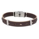 Pulsera acero, piel y curda náutika - NTK029BR-M