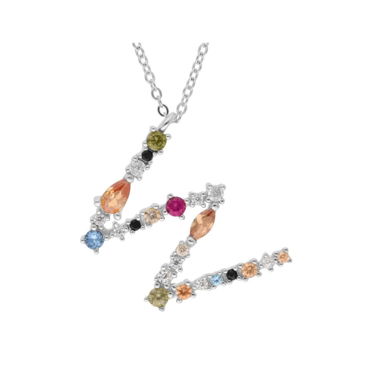Colgante letra W plata y circonitas - LET01CL-W