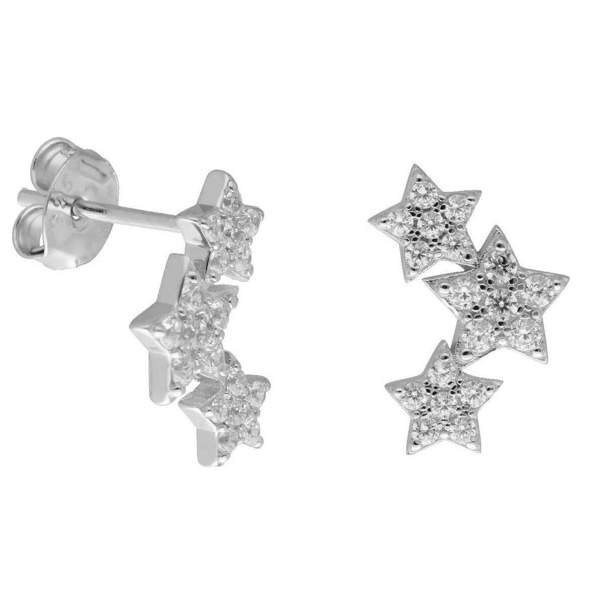 Pendientes estrellas plata y circonitas - LAD7298A