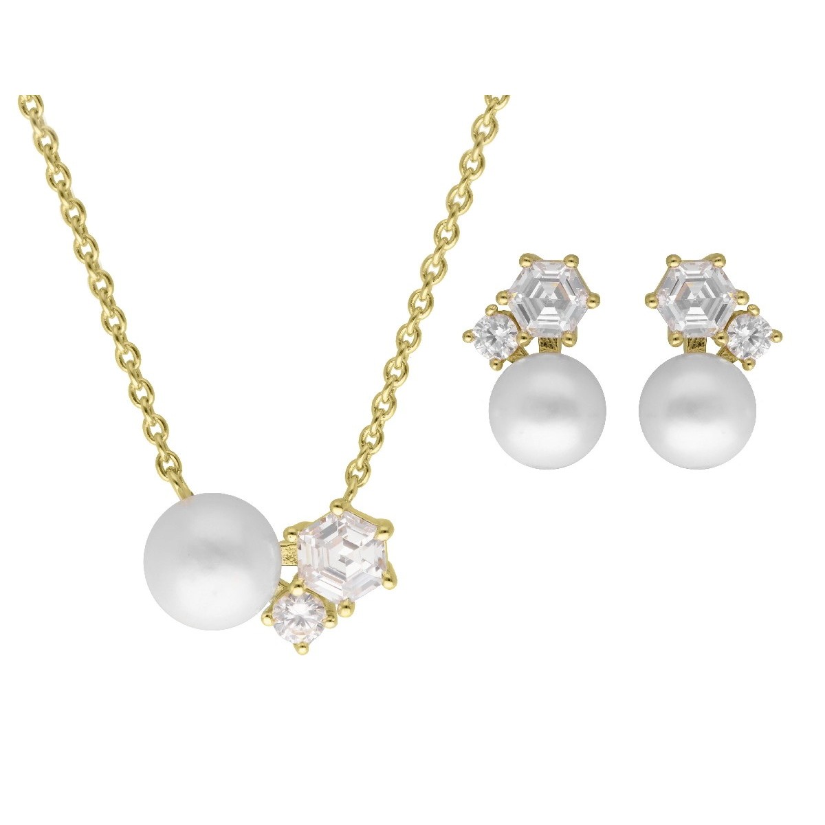 Conjunto plata, perla natural y plata - MEP035C-D