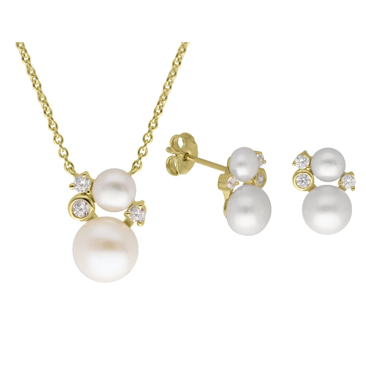 Conjunto plata, perla natural y circonitas - MEP036C-D