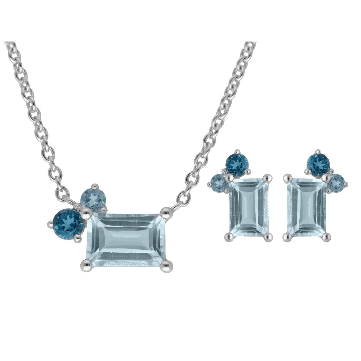 Conjunto plata blue topaz - LAD7307C