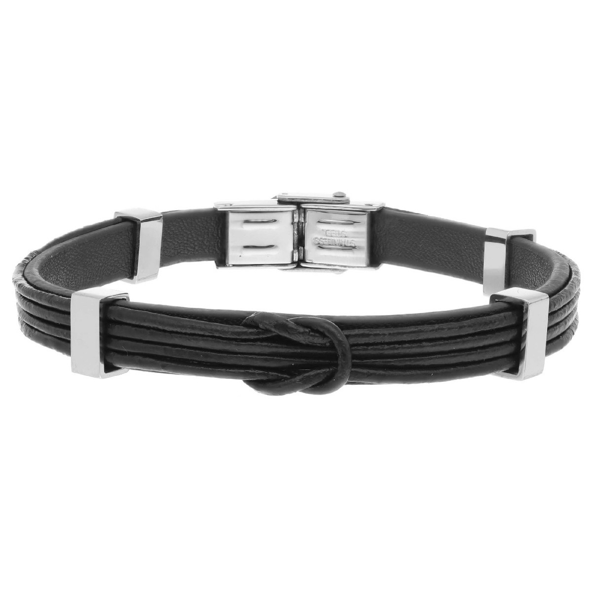 Pulsera acero y piel - 87BR001-N