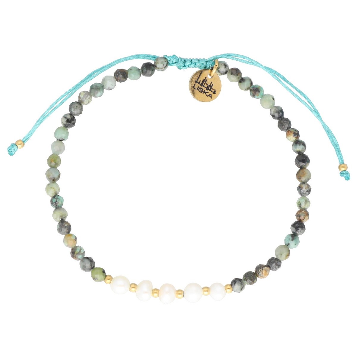 Pulsera acero perlas y piedras naturales - SHA196