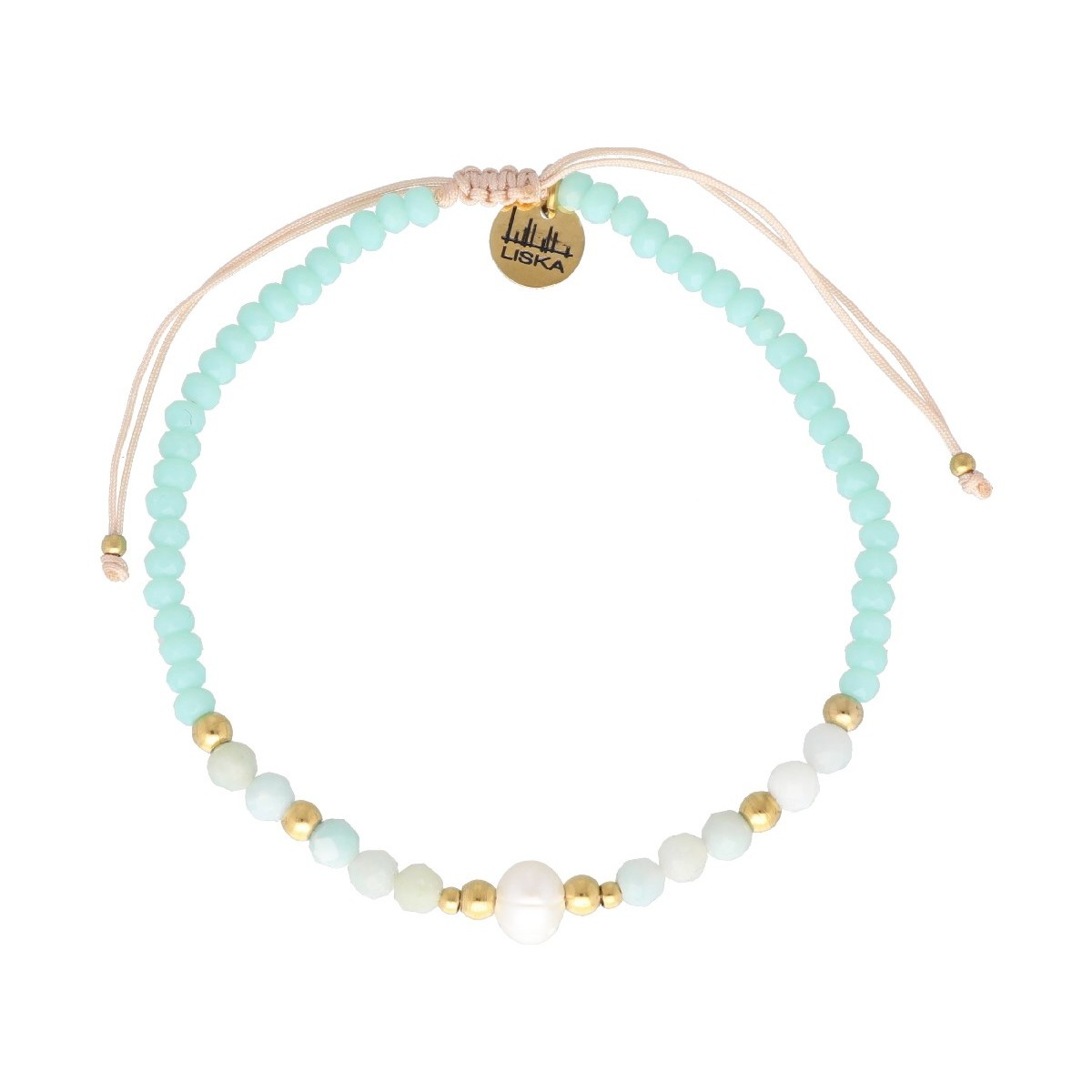 Pulsera acero perlas y piedras naturales - SHA201