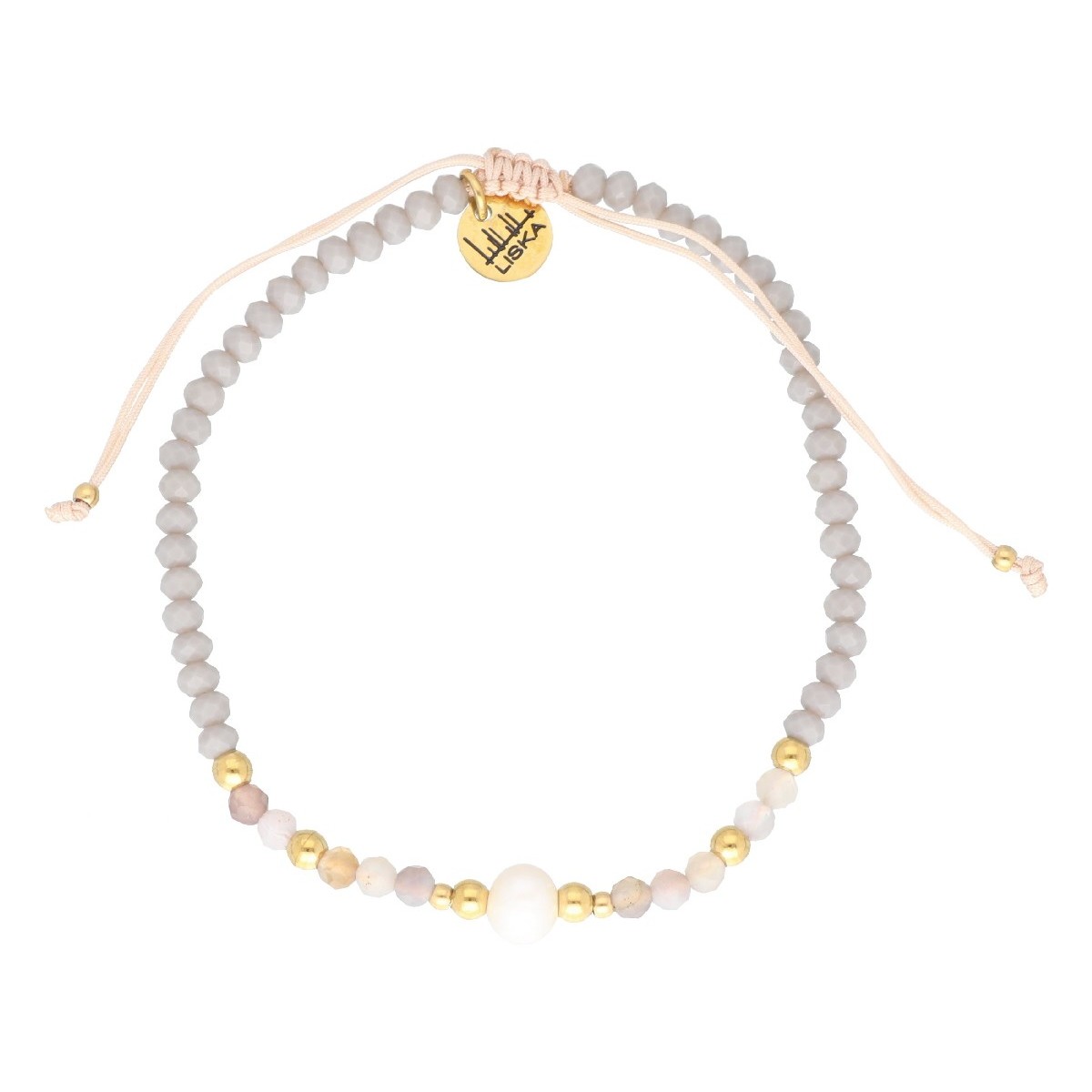 Pulsera acero perlas y piedras naturales - SHA203