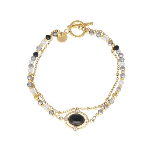 Pulsera acero y piedras naturales - SHA214BR