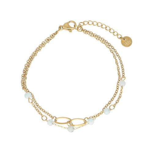 Pulsera acero y amazolite - SHA206BR