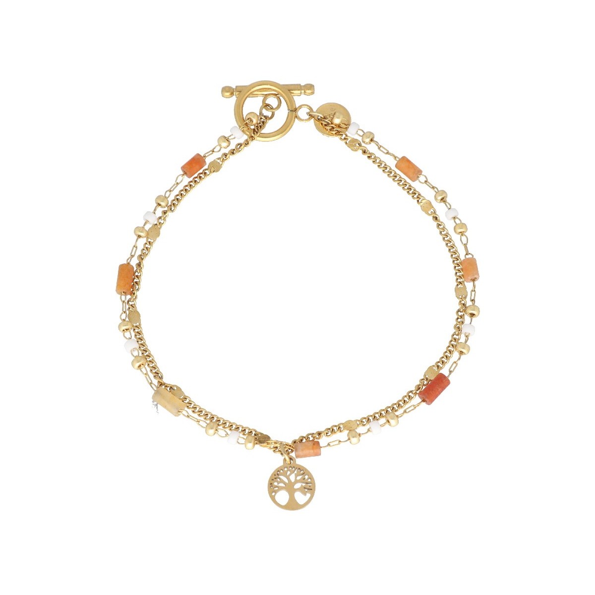 Pulsera acero, red adventurine y miyuki - SHA211BR