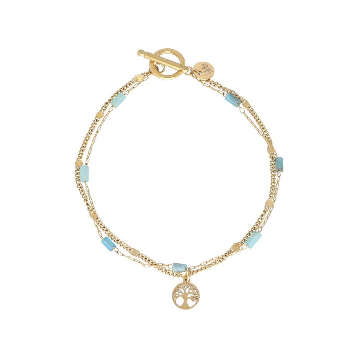 Pulsera acero, blue apatite y amazonite - SHA212BR