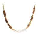 Collar acero, tiger eye y picture jasper - SHA218CL