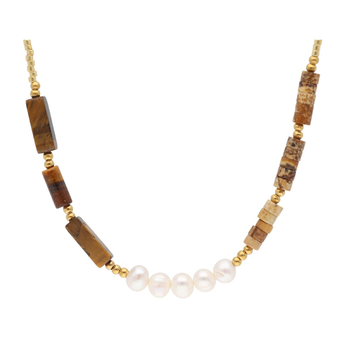 Collar acero, tiger eye y picture jasper - SHA218CL