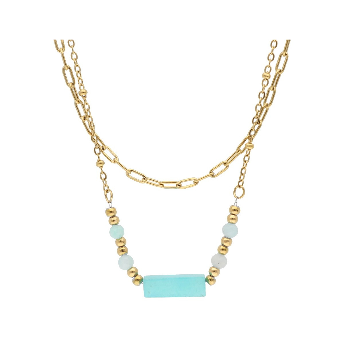 Collar acero y amazonite - SHA210CL
