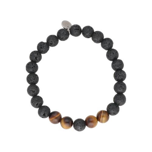 Pulsera acero y piedras naturales - BALI031BR-8LV