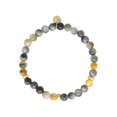 Pulsera acero, blue gold y tiger eye - BALI070BR