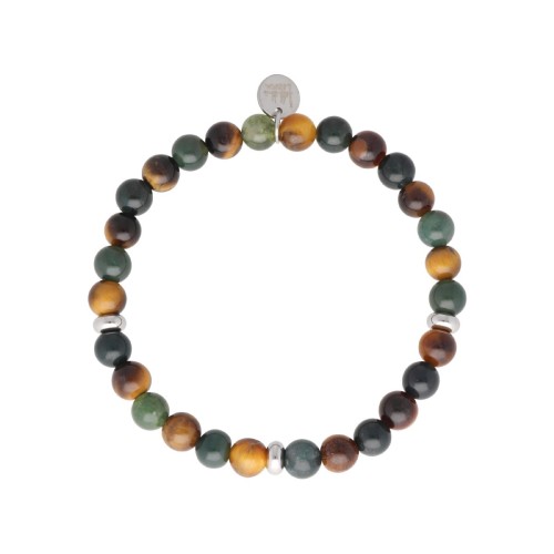 Pulsera acero, indian agate y tiger eye - BALI068BR