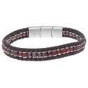 Pulsera piel, acero y piedras - BALI060BR-M
